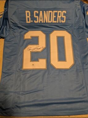 Signed B. Sanders #20 Light Blue Football Jersey